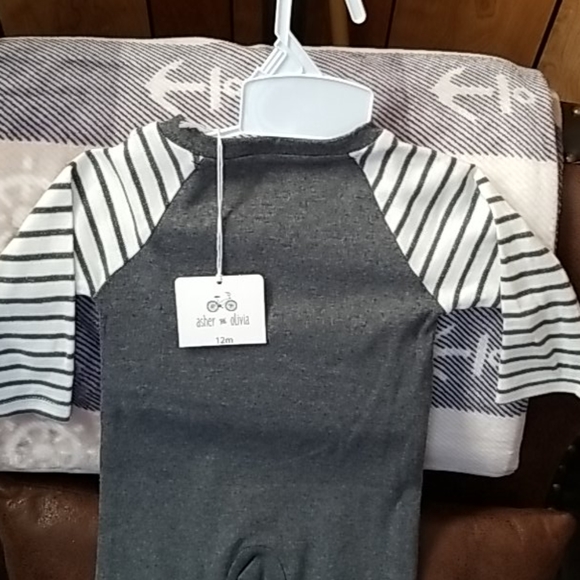 One piece Star Gray Stripe Long Sleeve Bodysuit - Picture 5 of 7